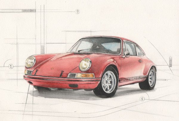 Porsche 911 рисунок