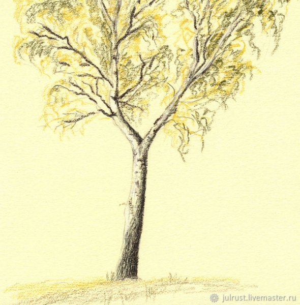 Осенний лес акварелью