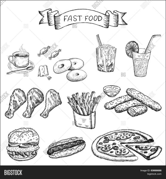 Фаст фуд скетч карандашом