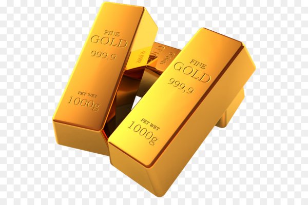 Золотой слиток на белом фоне