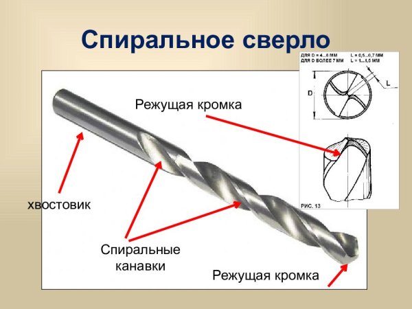 Из каких частей состоит спиральное сверло