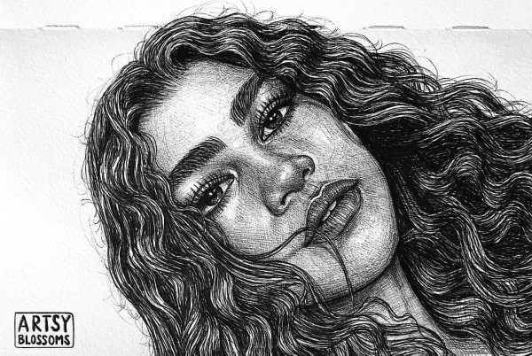 Зендая портрет карандашом