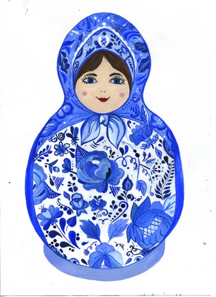 Матрешка роспись Гжель
