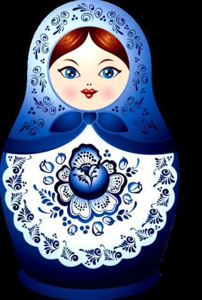 Матрешки Гжель на прозрачном фоне