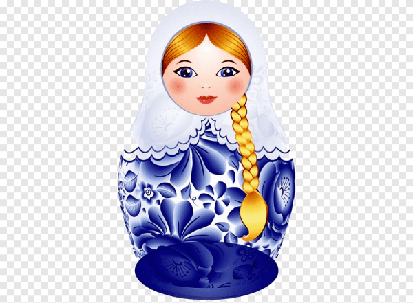 Матрешка трафарет Гжель