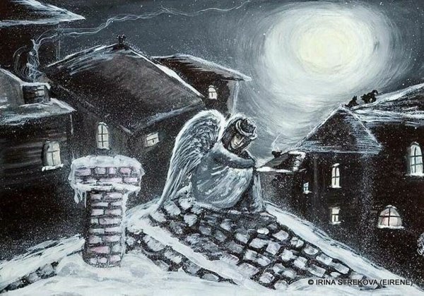 Ангел над зимним городом