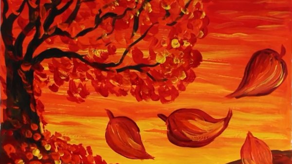 Рисунок гуашью осень