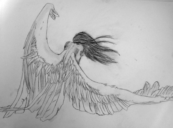 Рисунки ангелов с крыльями