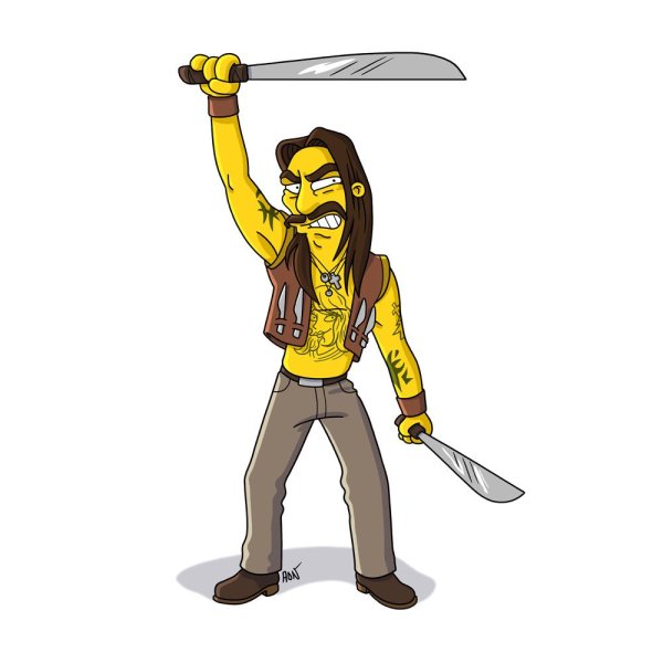 Персонаж с мачете рисованный