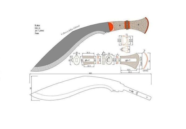 Нож мачете чертеж