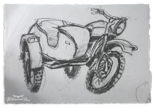 Мотоцикл Урал карандашом