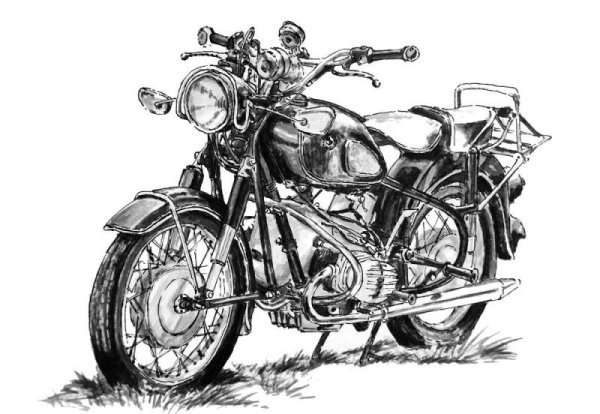 Эскиз мотоцикла карандашом