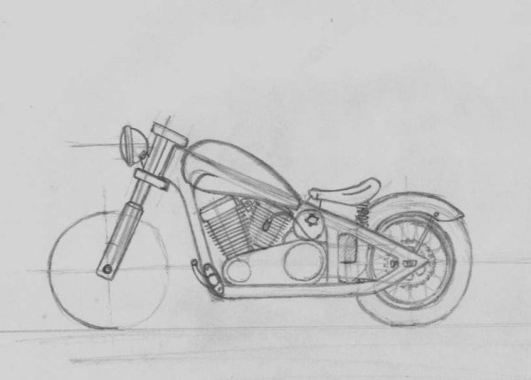 Мотоцикл Урал карандашом