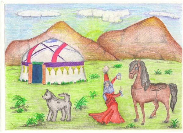 Аул рисунок для детей