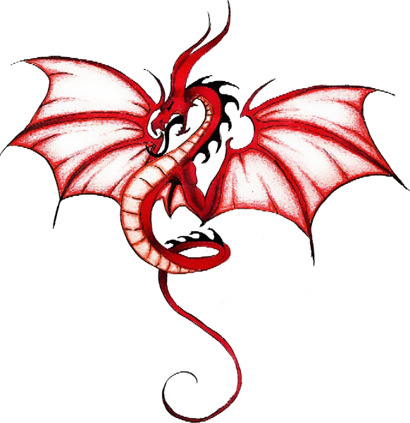 Красный дракон нарисованный