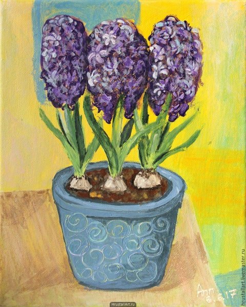 Мускари цветы акварелью