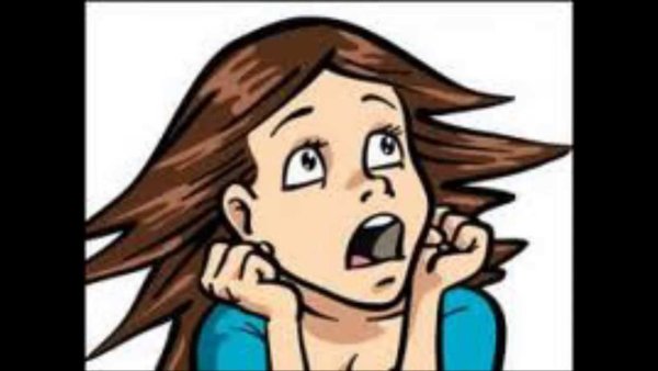 Девушка нарисовали испуганный