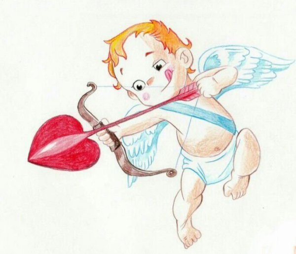 Рисунок Купидона на 14 февраля
