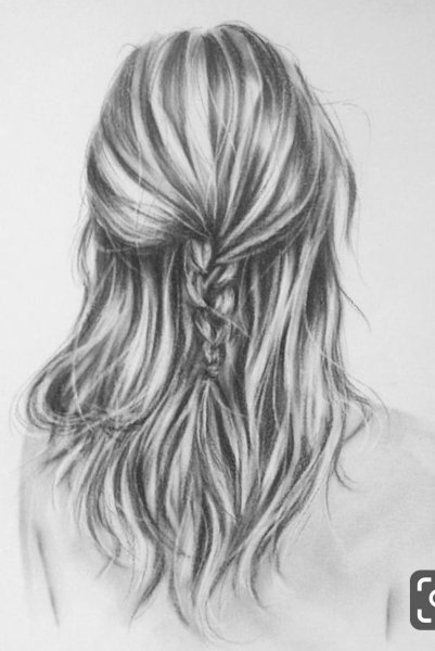 Распущенные волосы карандашом