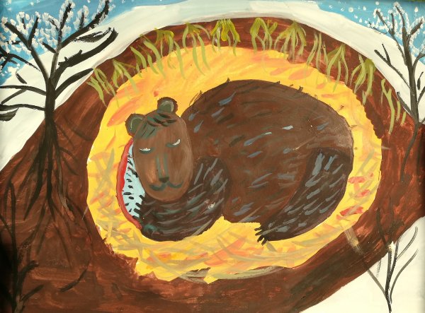 Рисование медведь в берлоге