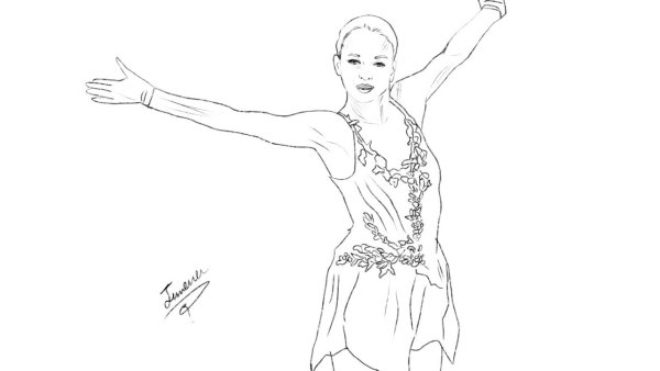 Фигуристка рисунок Саша Трусова