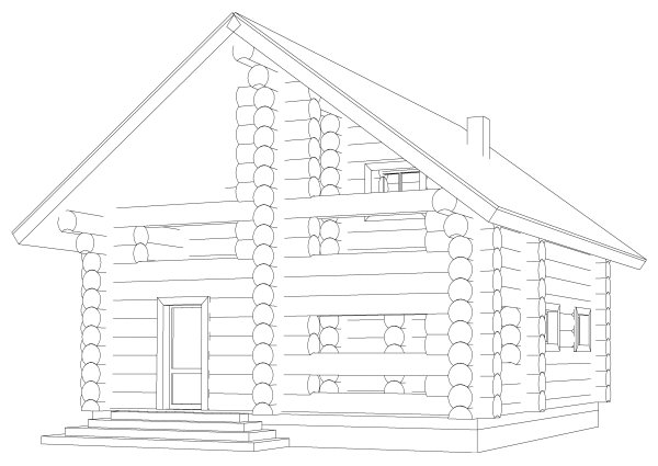 Рисуем срубовой дом
