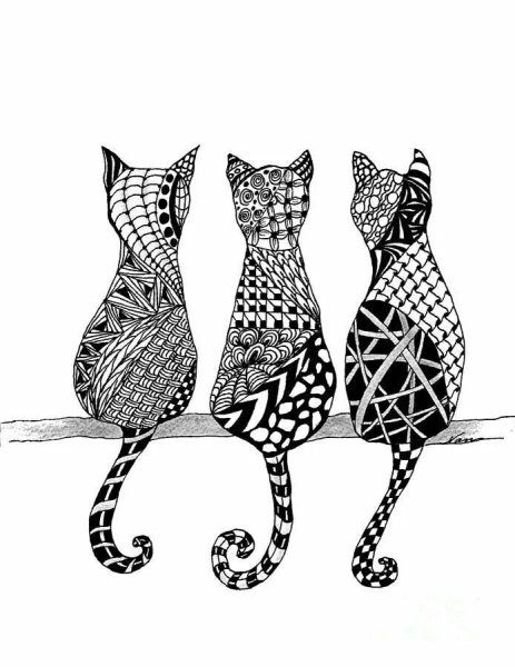 Кот тату эскиз