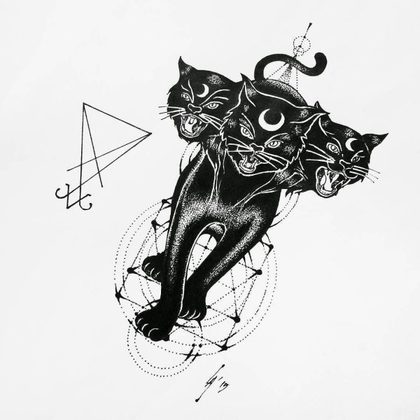 Черная кошка эскиз