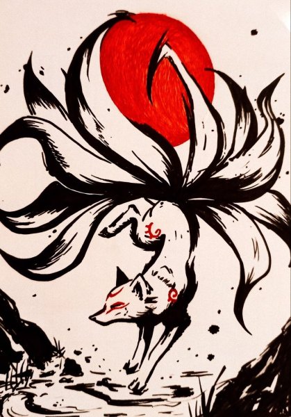 Девятихвостый демон Лис тату