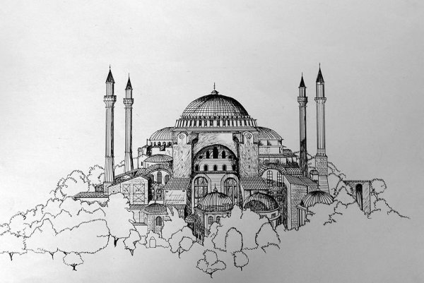 Храм Святой Софии в Константинополе зарисовка