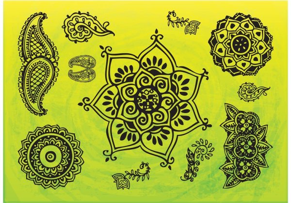India Henna patterns вектор