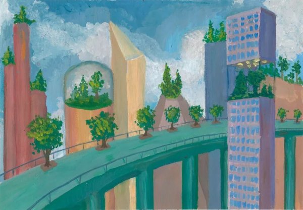 Город будущего рисунок