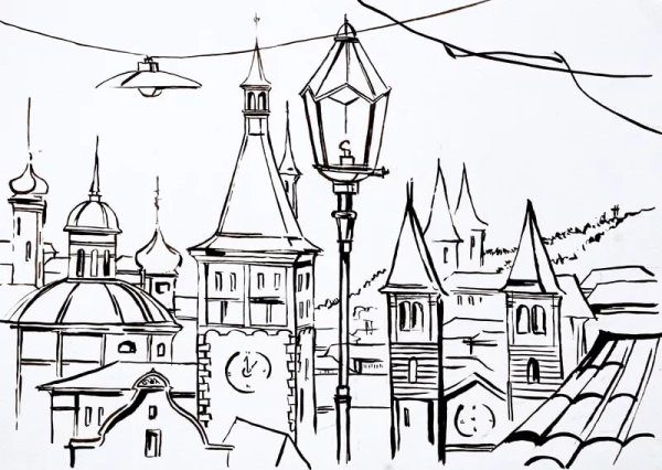 Эскиз старинного города