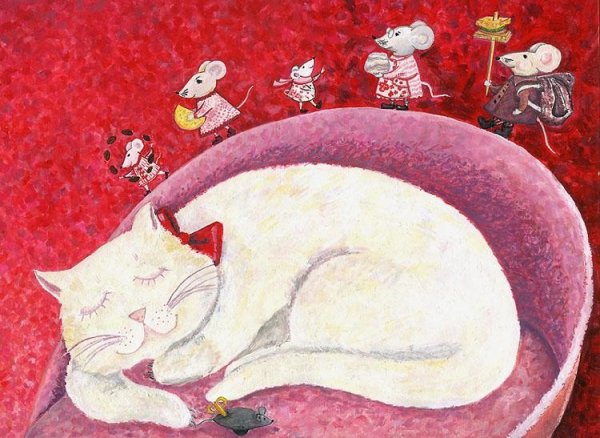 Спящий кот иллюстрация