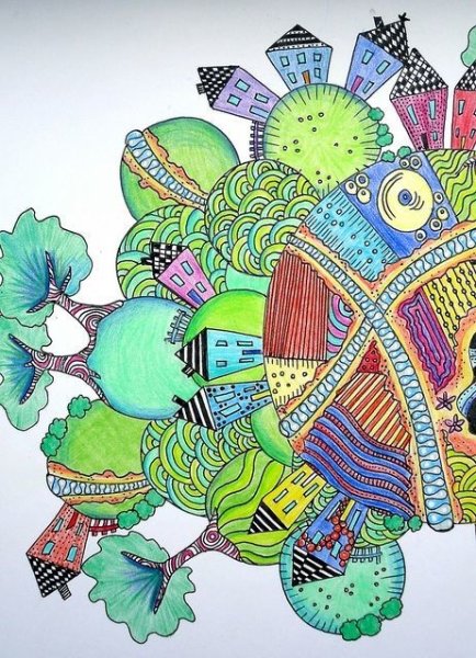 Техника рисования дудлинг для детей