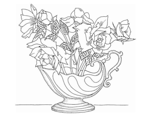 Натюрморт цветы раскраска
