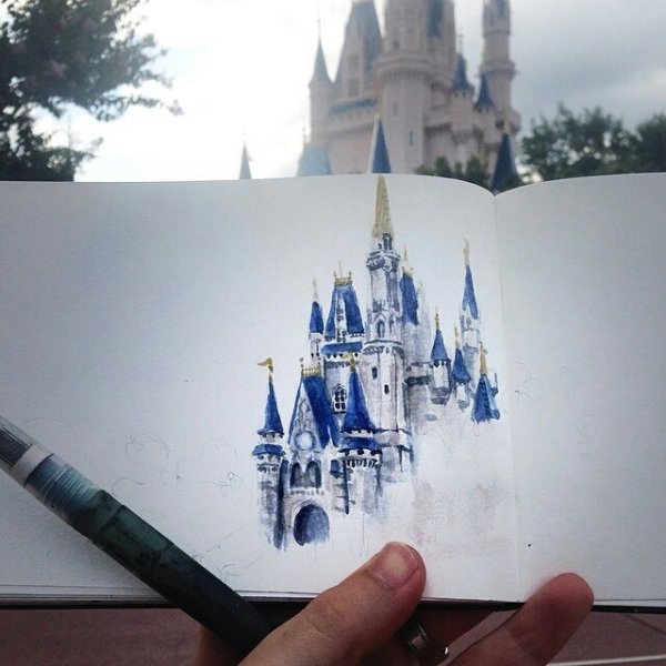 Нарисовать диснеевский замок