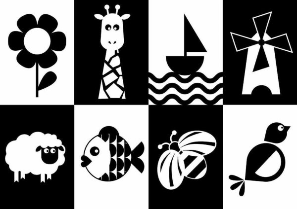 Монтессори для новорожденных чёрно белое