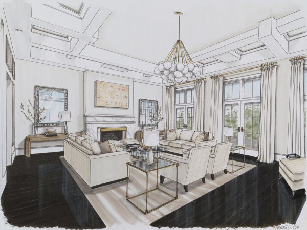 Интерьер гостиной скетч