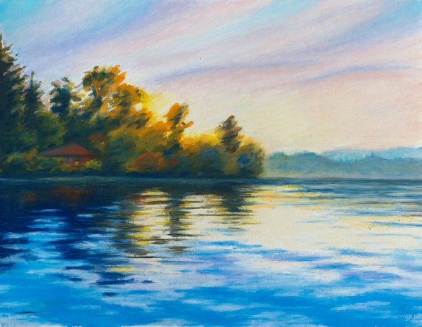 Озеро масляной пастелью