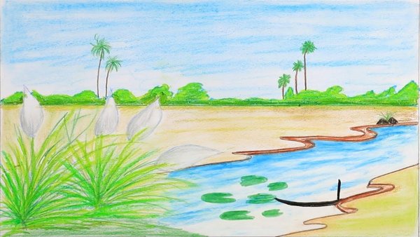 Водный пейзаж рисунки 2 класс