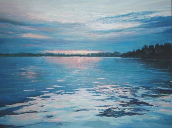 Пейзаж с водой маслом