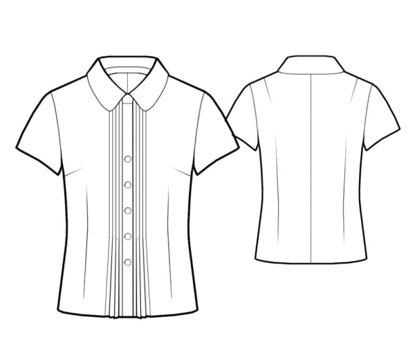 Эскиз рубашки с коротким рукавом на фигуре