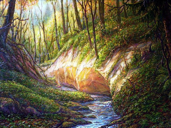 Лесной овраг живопись