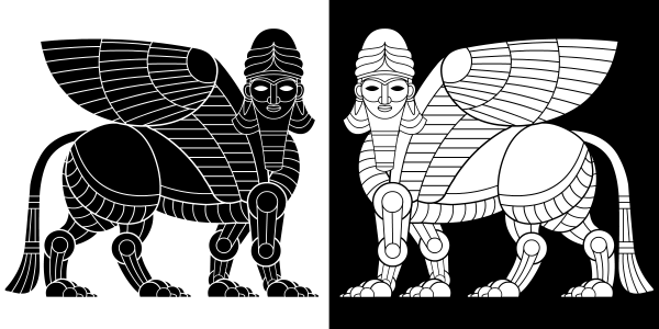 Ассирийский крылатый бык вектор