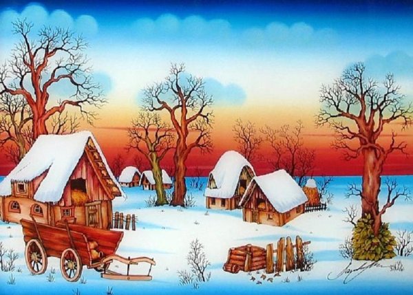 Mile Davidovic художник зима