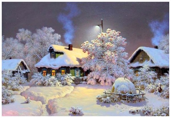 Художник Николай Бутко зима деревня