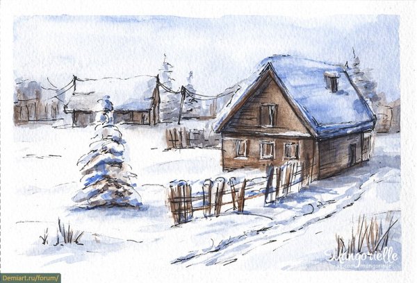 Зимний пейзаж деревня