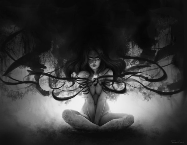 Девушка во мраке арт