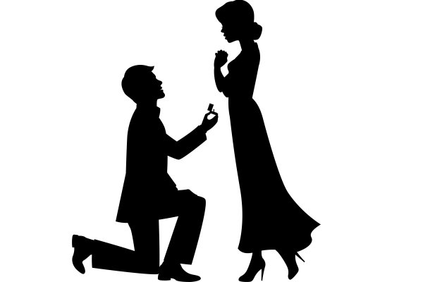 Силуэт предложение руки и сердца